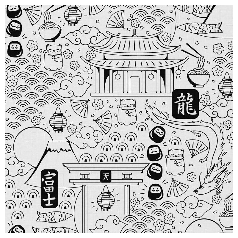 Printed Cotton DOMOSAN White / Black